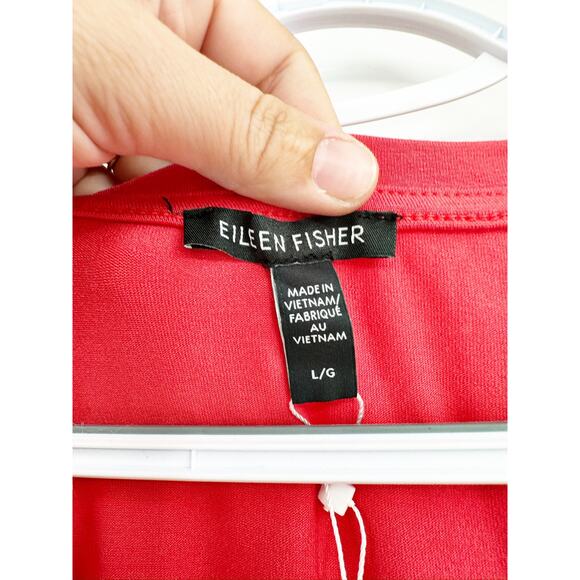 Eileen Fisher Red Stretch Jersey Knit V-Neck Tank Midi Dress Size Large NWT - Picture 5 of 6